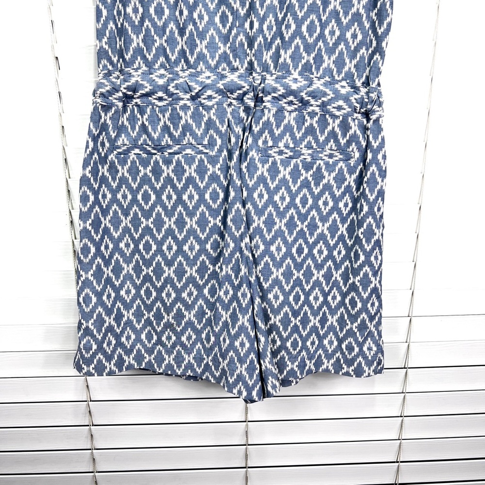 🚫SOLD! NWOT |•BANANA REPUBLIC•| Blue & White Print Shorts Romper Size 6 Tall - Picture 7 of 12